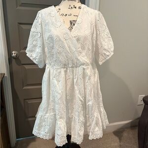 TORRID White Eyelet Wrap Dress 100% Cotton NWT